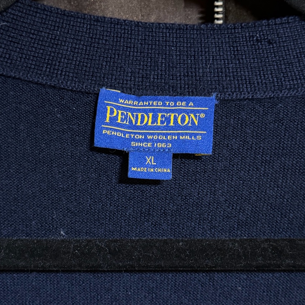 Pendleton Deep Blue Merino Wool Button-Up Cardigan - image 3